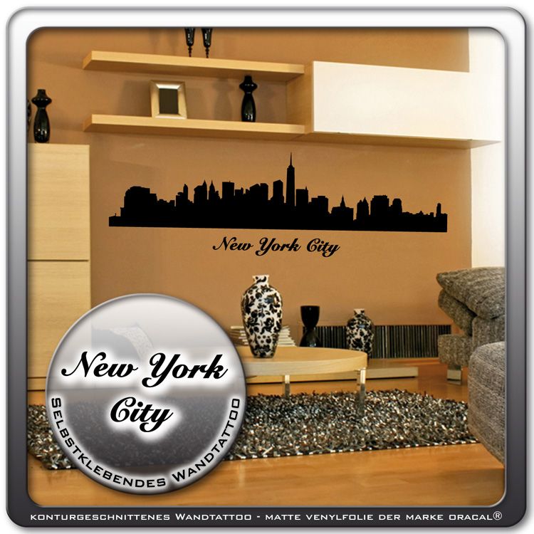 Wandtattoo ★ New York City ★ Skyline Wandaufkleber USA Amerika