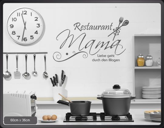 A409 Restaurant Mama Wandtattoo Küche Liebe Aufkleber