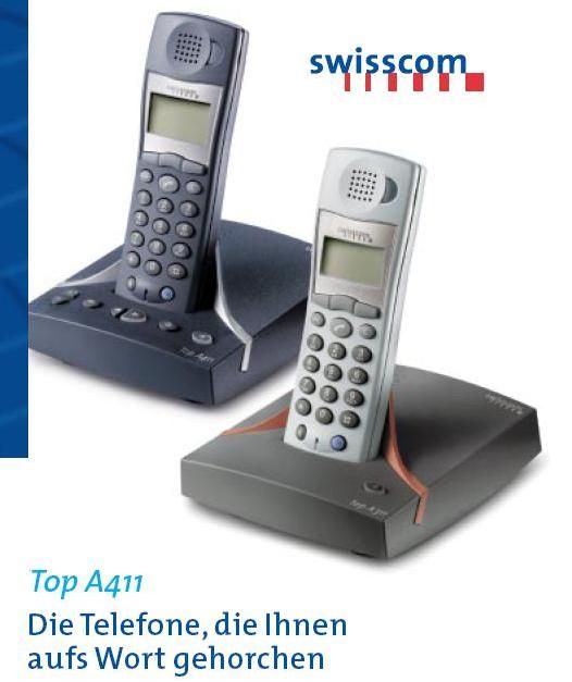 Swisscom TOP A 411 Schnurloses Analog Telefon mit AB