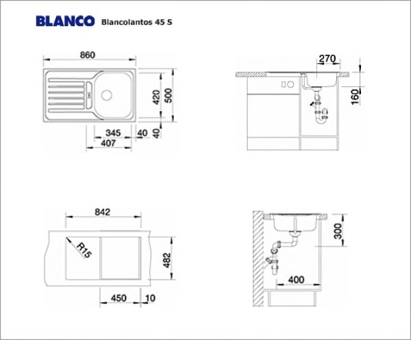 Edelstahlspüle Blanco Spüle BLANCOLANTOS 45 S Einbauspüle