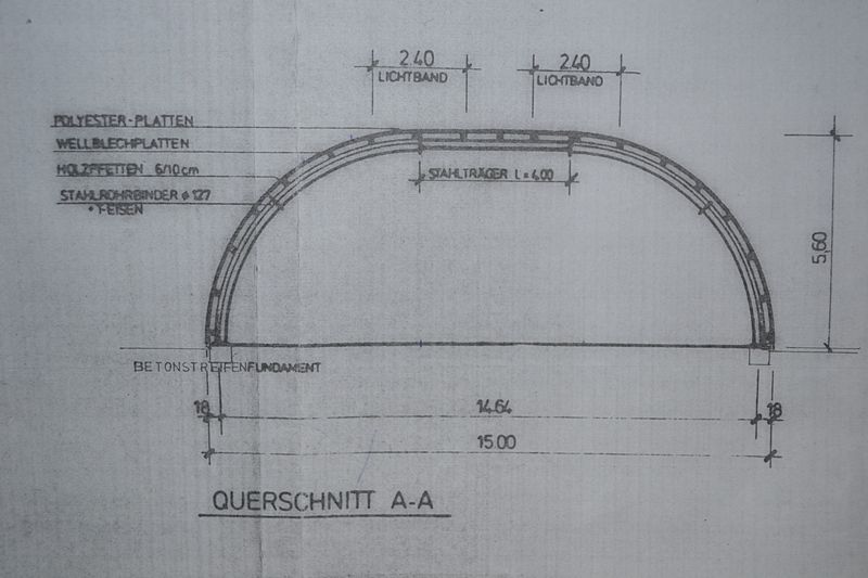 Rundbogenhalle Stahlhalle 408 m² GEGEN Abbau Transport Aufbau der 2