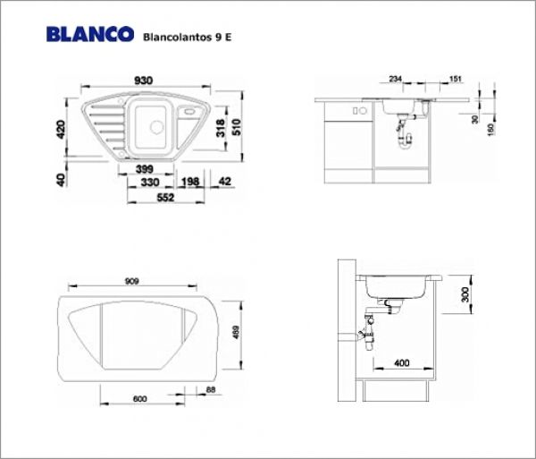 Blanco Edelstahleckspüle BLANCOLANTOS 9 E Einbauspüle Spülbecken