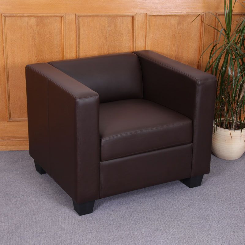 Sessel Loungesessel M65, Kunstleder, Leder, Mikrofaser, creme schwarz