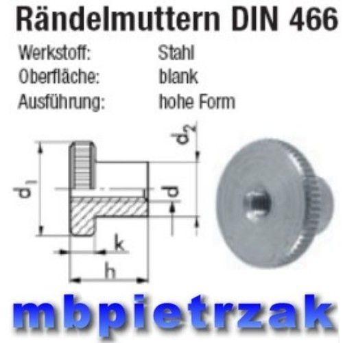 Rändelmutter M4 Stahl 5.8 DIN 466 hohe Form 2 Stk(2451)