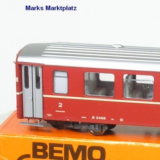 H0m Personenwagen 2.Kl. B 2456 RhB rot Bemo 3258 neuw. OVP