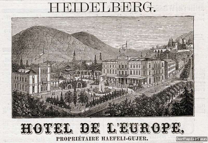 Heidelberg Hotel L´Europe Original Reklame von 1875 