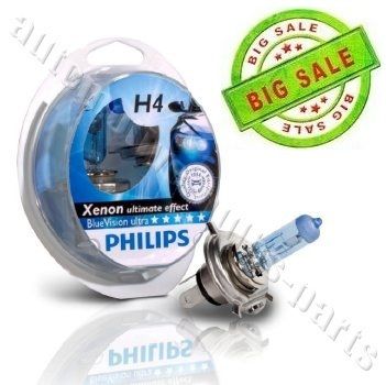 PHILIPS H4 472 XENON ULTIMATE EFFECT BLUE VISION ULTRA HEADLIGHT BULBS