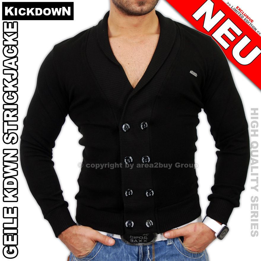 GEILE KICKDOWN KDWN CLUB STRICKJACKE PULLOVER 1953 SCHWARZ NEU