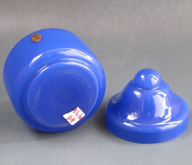 Zuckerdose Glas Dose Biedermeier blau ALABASTERGLAS