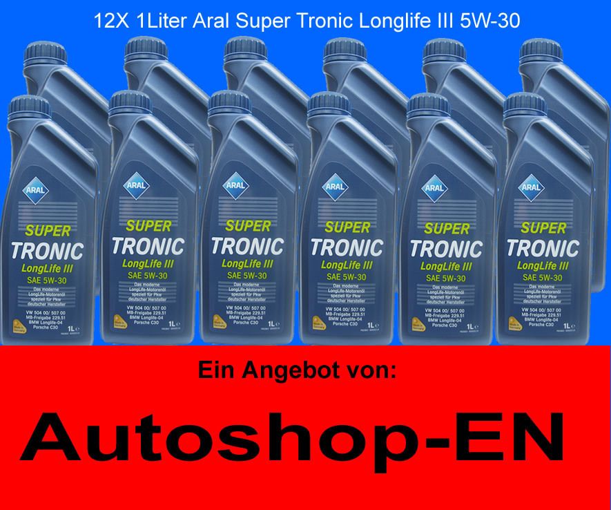 III 5W 30 Motoröl 12X1 Liter 5W30 VW 504 00/507 00 MB 229.51