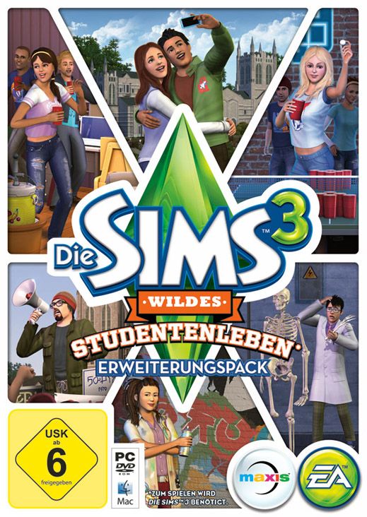 THE SIMS 3 WILDES STUDENTENLEBEN ADD ON CD KEY UNIVERSITY LIFE CODE EA