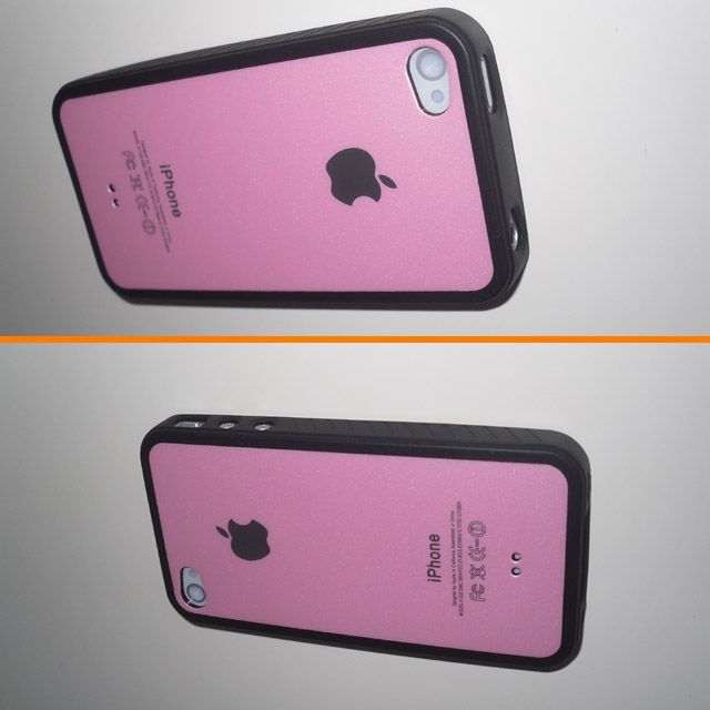 iPhone 4 4G Hard Case Tasche Hülle Cover Luxus Pink + SchutzFolie