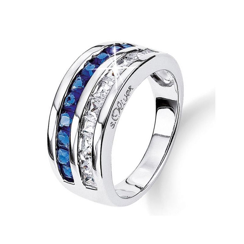 Oliver Damen Ring Sterling Silber blau weiß SO519