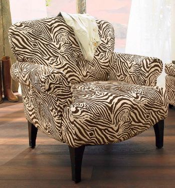 Sessel im Zebra Dessin braun/creme