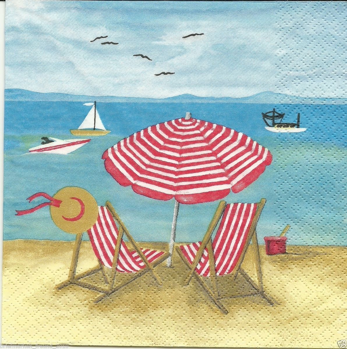 Napkins Meer Maritim Liegestuhl Sonnenschirm Strand #523