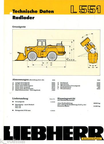 Liebherr L 551 Radlader Technische Daten Prospekt