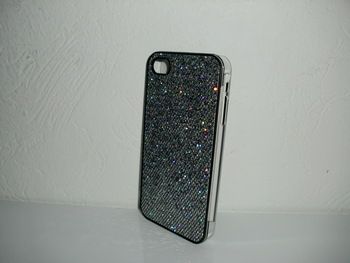 Iphone 4 4S Cover Case Schutzhülle Glitzer Silber