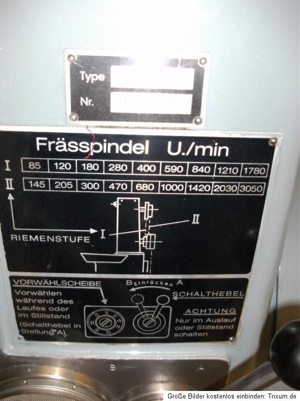 Hilfsfrässpindel mit separater Ansteuerung und Antrieb (Maße. H 200