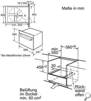 Kompakt BACKOFEN Mikrowelle Siemens hb 84 k 552 Einbau