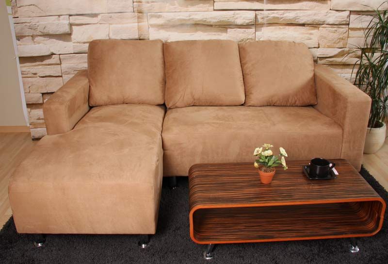 Sofa Couch Ecksofa Eckcouch M48, 196cm ~ Microfaser PU Leder, schwarz