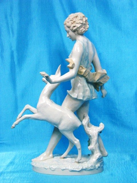 Hutschenreuther Figur 52 cm Diana mit RehTutter Figure Figurine um