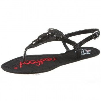 REDFOOT Schuh Fergie Zehensandal   Sandalette   Faltbar   Schwarz