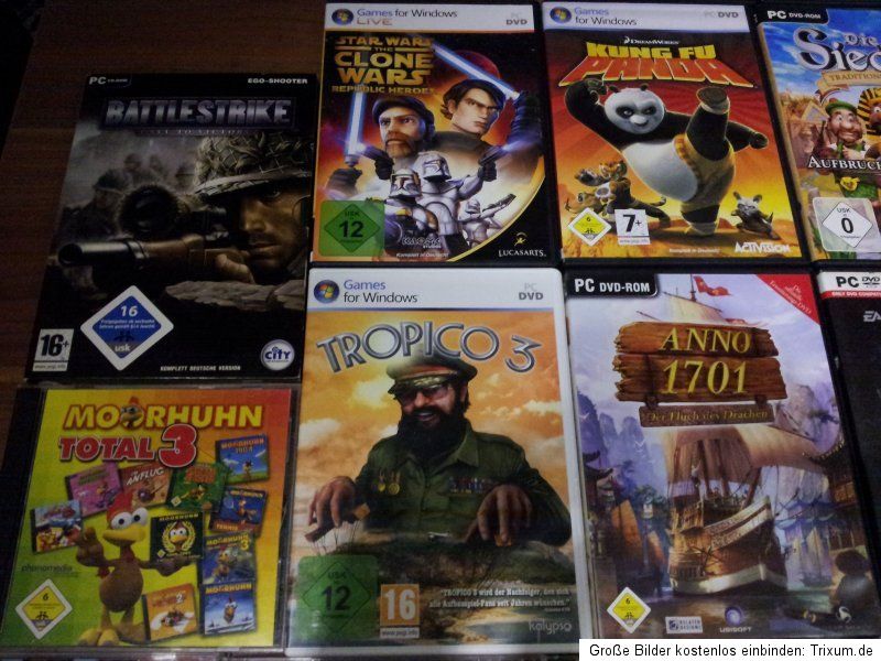 PC Spiele Games Sammlung 34SpieleSiedler Starcraft Warcraft anno