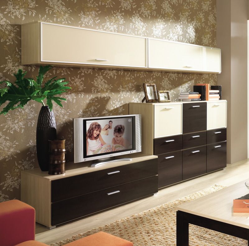 Moderne Design Wohnwand Foscari TV Kombi Noce Wenge