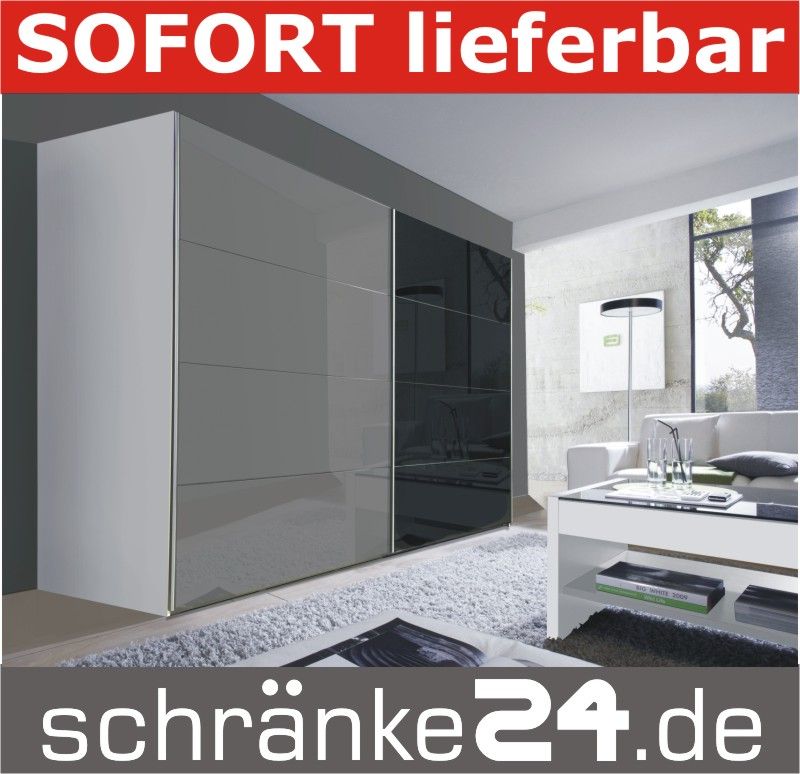 Schwebetürenschrank, Kleiderschrank, Glas, sofort lieferbar, 270 cm