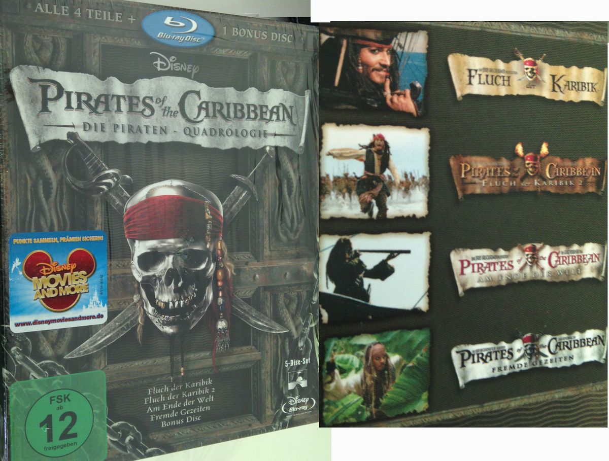 Bluray Fluch der Karibik 1 4 +Bonus Pirates of the Caribbean Piraten