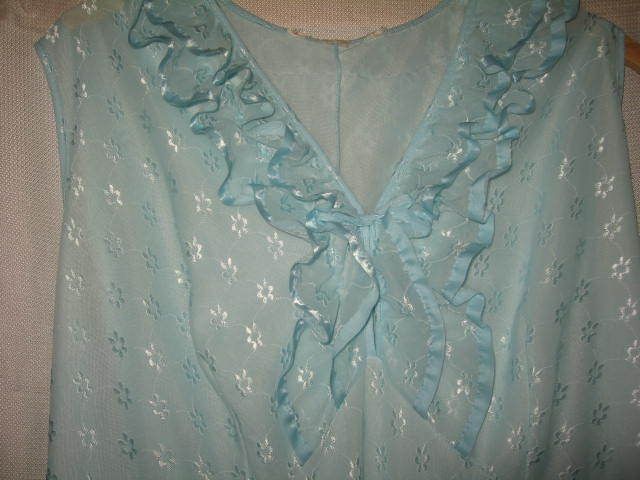 vintage* Nylon *doppellagiges Traum Negligee* Nachthemd* hellblau