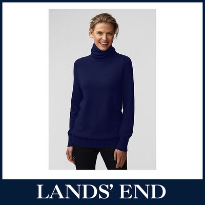 LANDS END Damen Feinstrick Rollkragenpullover Pullover Pulli