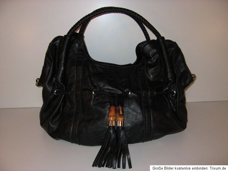 Schulter Tasche Schwarz Big Bag Leder Look Shopper Umhängetasche