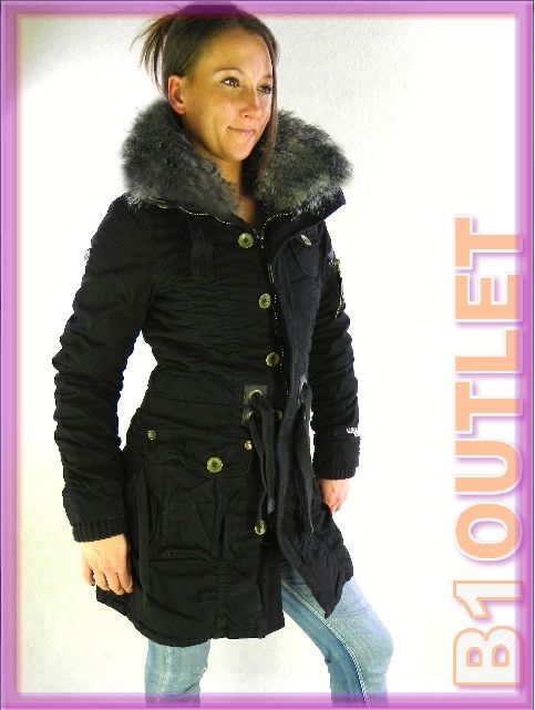 KHUJO NEU Winterjacke CLAMMY Plain Gr. M 38 Schwarz Damen Parka Jacke