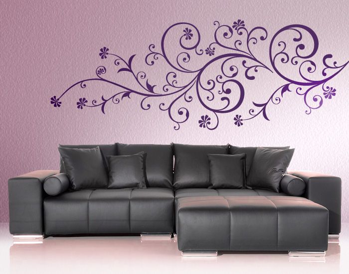 luxuriöses Wandtattoo Wandsticker Blumenranke Blumen Wohnzimmer XXL