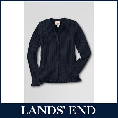 LANDS´ END Mädchen Strickjacke Jacke Zopfmuster Baumwolle