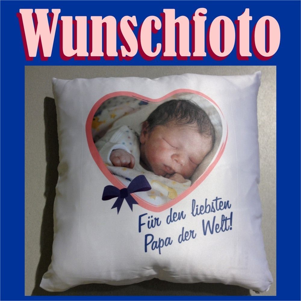 Fotokissen m. Füllung Kissen bedruckt mit Foto Logo Schrift nach