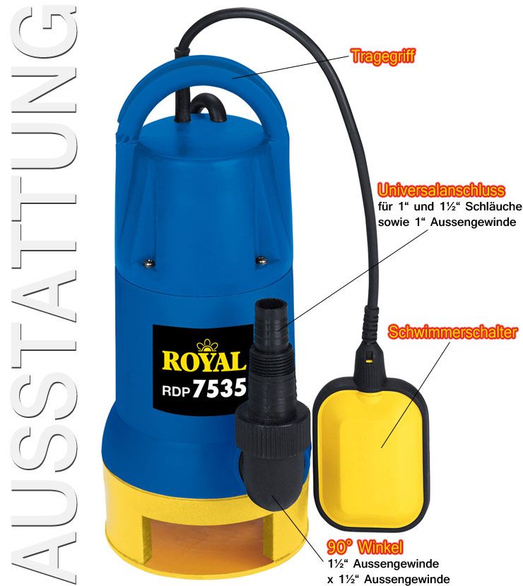 ROYAL RDP 7535 BY EINHELL PROFI SCHMUTZWASSERPUMPE GARTEN TAUCH