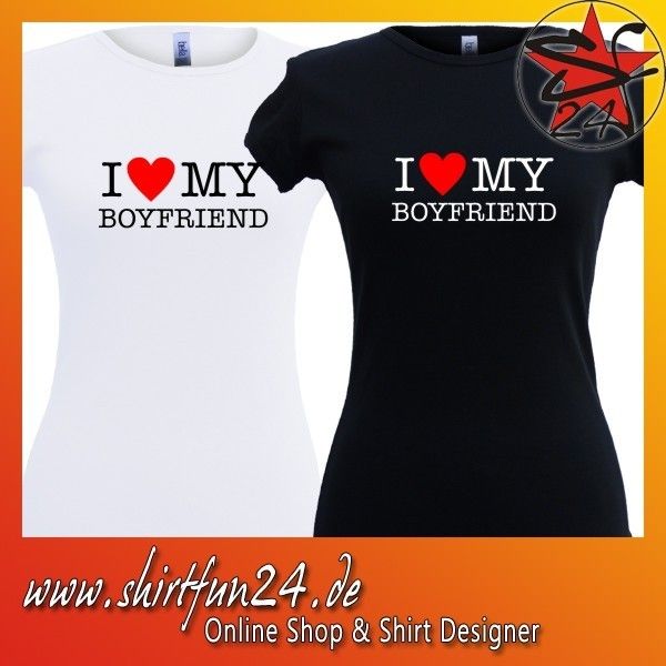 love my Boyfriend Girlie T Shirt Damenshirt NY New York