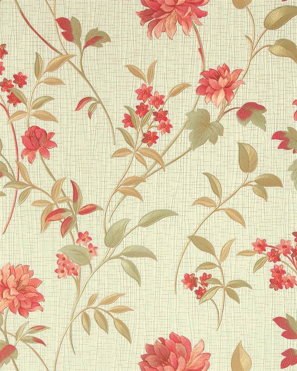 Deluxe Asia Blumen Tapete beige rot gold 751 34 EDEM