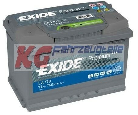 EXIDE PREMIUM SUPERIOR POWER AUTOBATTERIE EA770 12V 77AH 760A