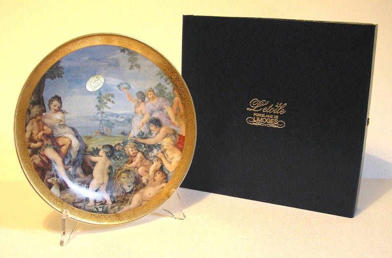 Piatto LETOILE LIMOGES porcellana collezione oro 22K Jubile 2000 Anno