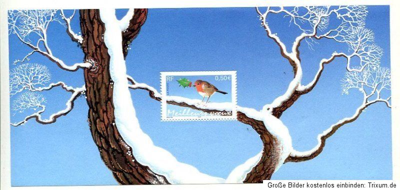 FRANKREICH 2003 BLOCK 35 ROTKEHLCHEN WEIHNACHTEN MICHEL 280,00 orginal