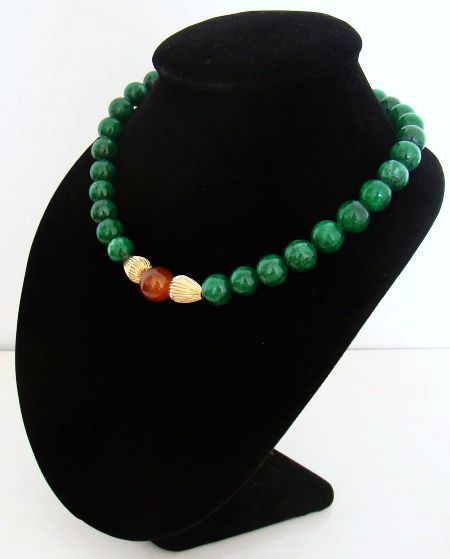 Fabelhafte Malachite Kette Halskette mit Karneol 44cm neu Nr.01334410