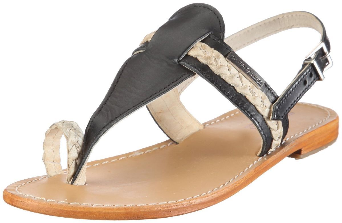 LES TROPEZIENNES Sandalen Zehentrenner Leder schwarz Groesse 40 Flats