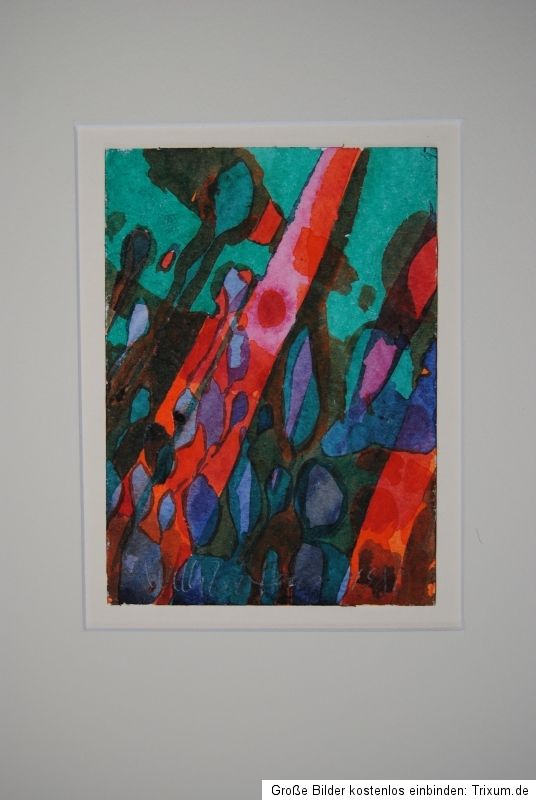 WILLIBRORD HAAS Knospen Aquarell HANDSIGNIERT 1980 Unikat Abstrakt