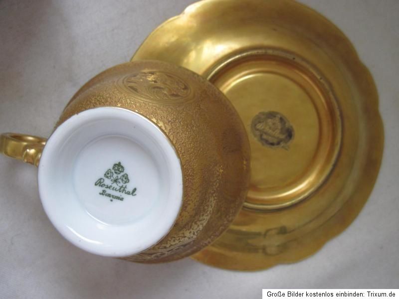 Schöne Rosenthal Jugendstil Gold Sammeltasse mit Vogelmotiv