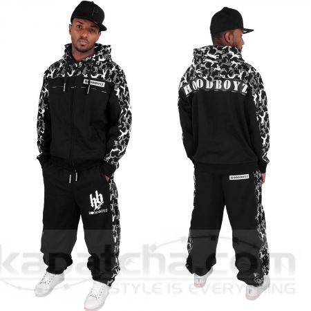 Hoodboyz Military Camo Sweat Suit Black