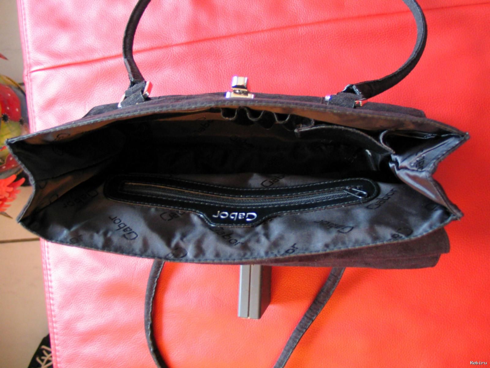 Handtasche, Schultertasche Gabor, Wildlederoptik, schwarz (A)