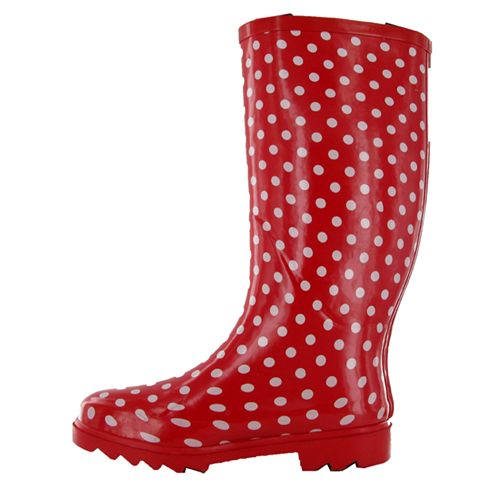 B5 DAMEN GUMMISTIEFEL REGEN ROT MIT WEISS PUNKTE GR.39